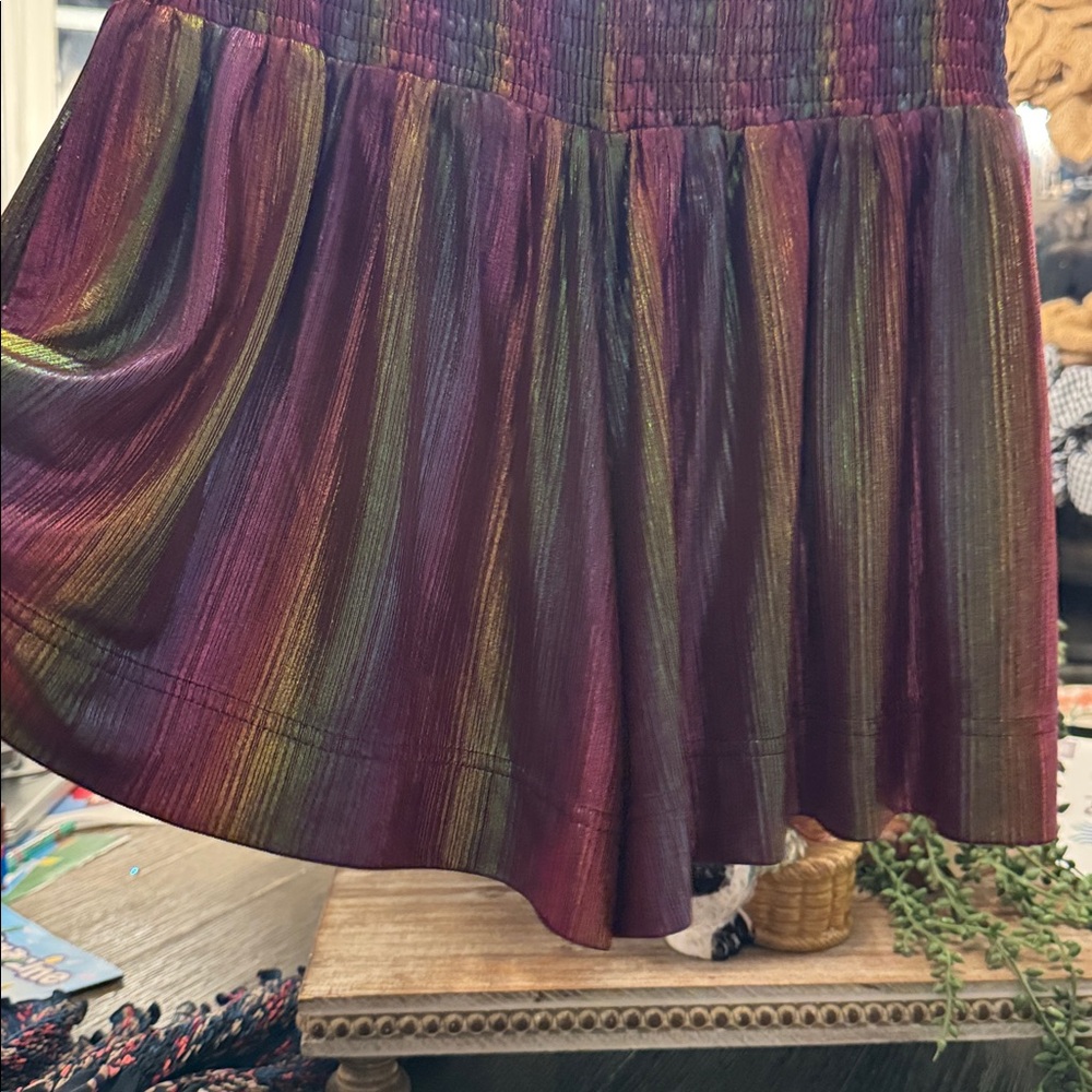 TCEC Shimmery Multicolor shorts Burgundy with Iridescent Stripes - Picture 4 of 5